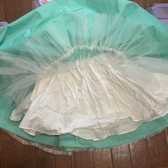 Oh Shana Handmade Mermaid Princess Dress 2T Sparkle Tulle Bow Built-In Petticoat - Picture 6 of 16